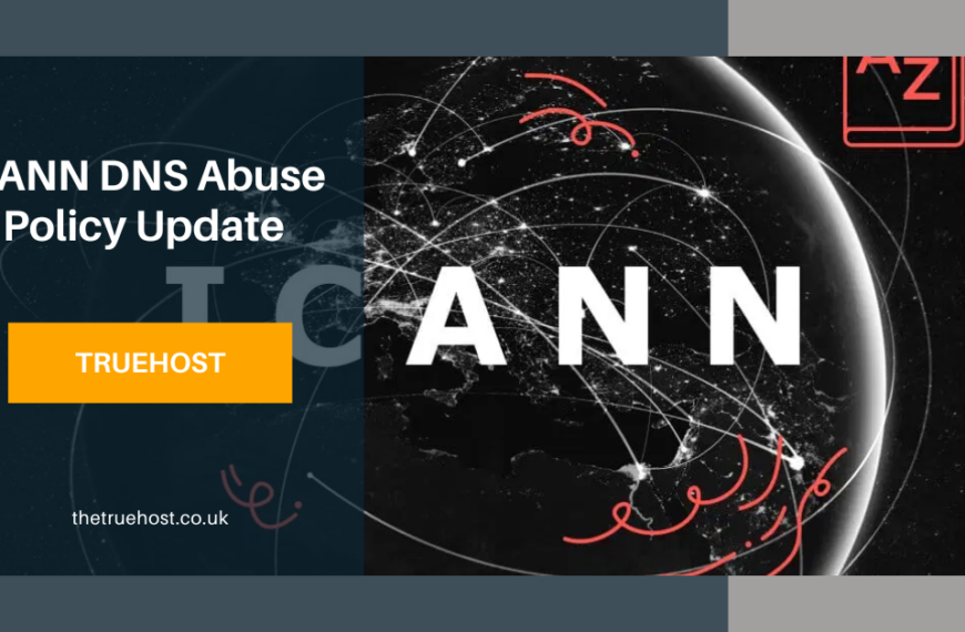 ICANN graphics, truhost uk link and the title icann dns abuse policy update
