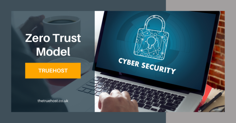 Shows the graphic, zero trust model and the picture showing cyber security