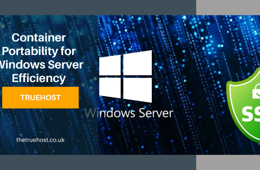 the windows server logo and the title container portability and truehost uk link