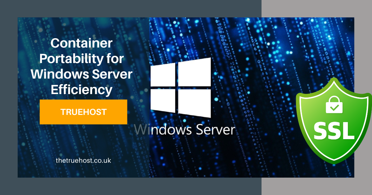 the windows server logo and the title container portability and truehost uk link