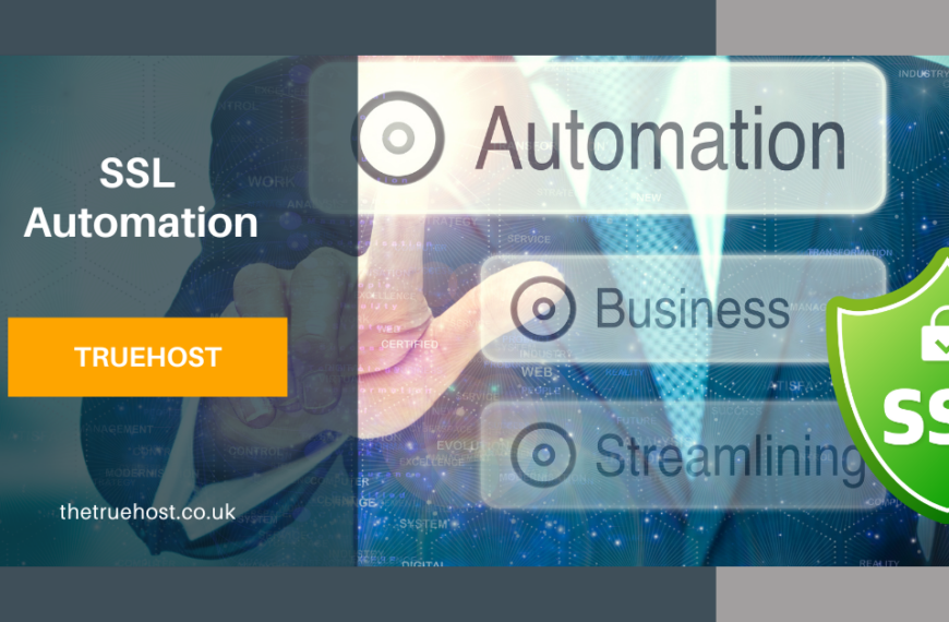 A man clicking on the automation button and the truehost uk link and the title ssl automation