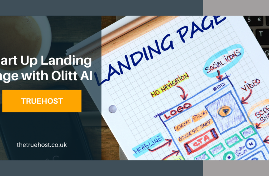 Shows the landing page design going on and the title startup landing page with olitt ai