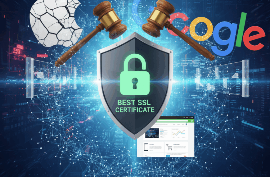 Website browser showing HTTPS padlock icon and SSL certificate security with best ssl certificate encryption indicators"