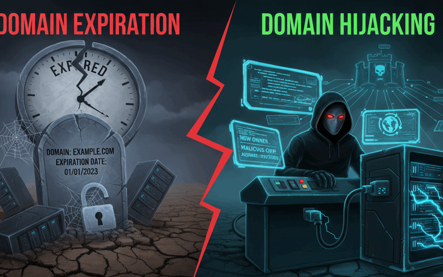 hoded man with mask seem to try to hijack the computer-showing hoe t orotect your domain name