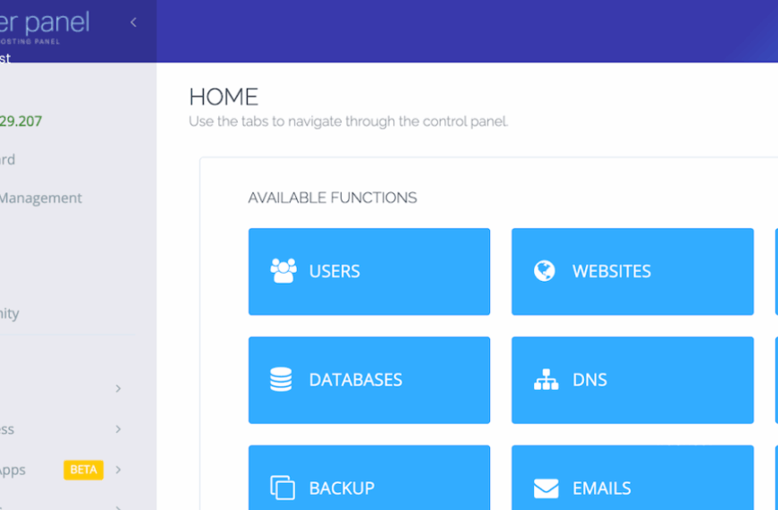 Screenshot of CyberPanel control panel dashboard showing site, DNS, email, SSL, backup and security controls”