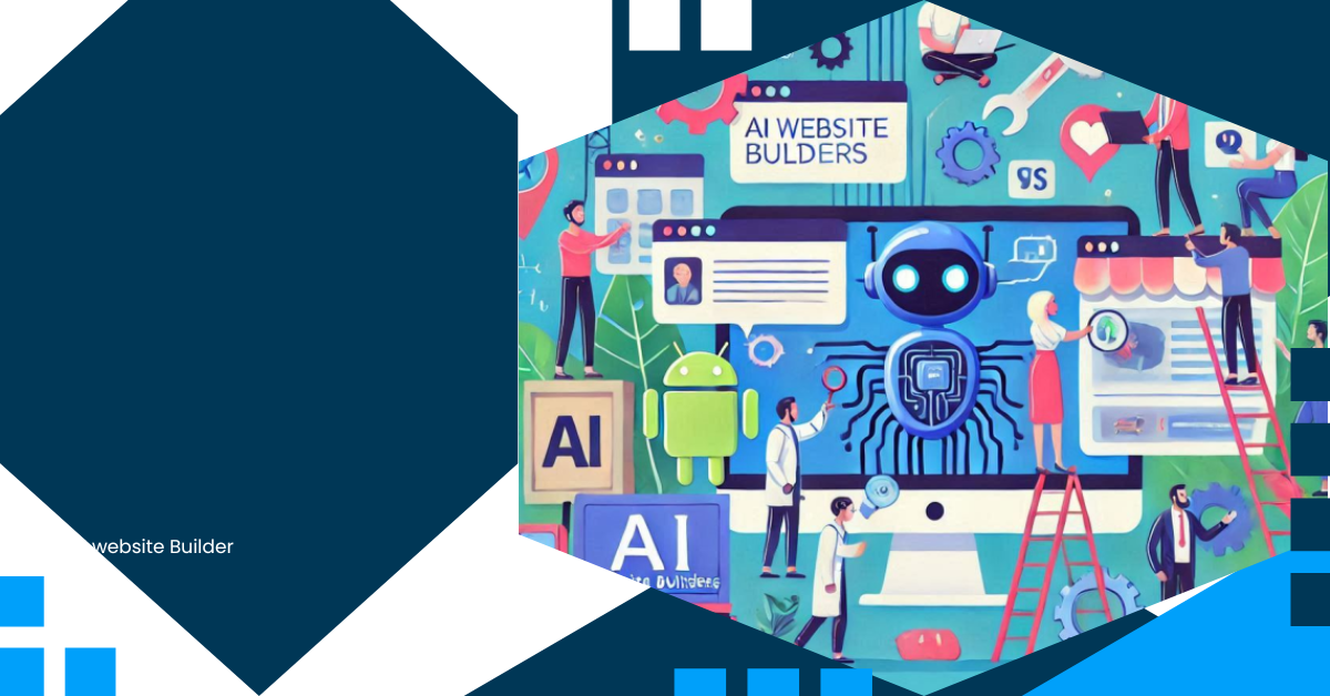 AI hosting imitating image with AI website builder and ladders and tech animation