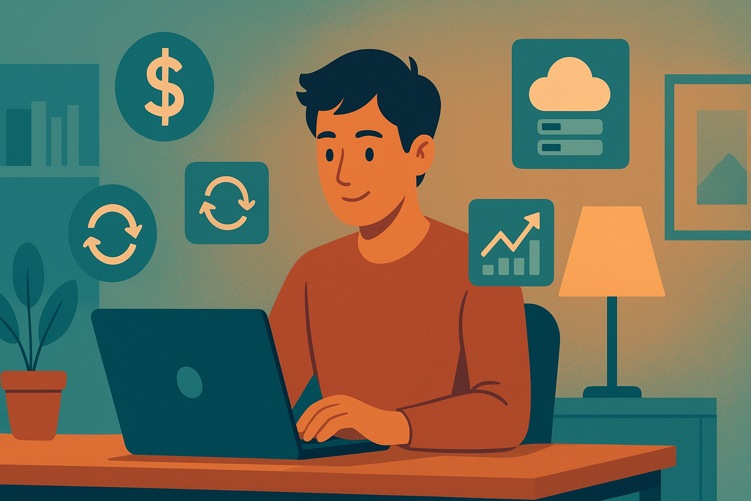 erson working on laptop showing how to make money online with reseller hosting business dashboard