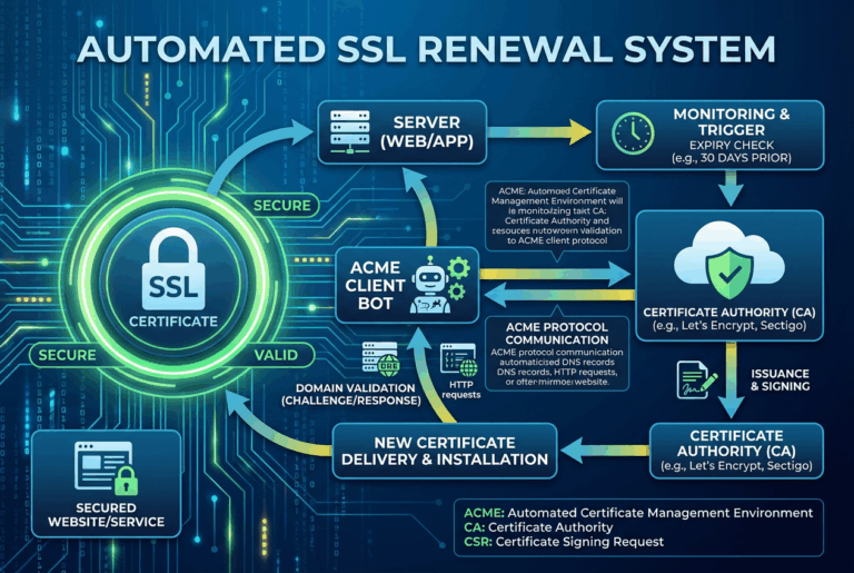 Automated SSL renewal system graphic.