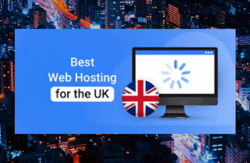 a laptop loading depicting web hosting with Uk flag